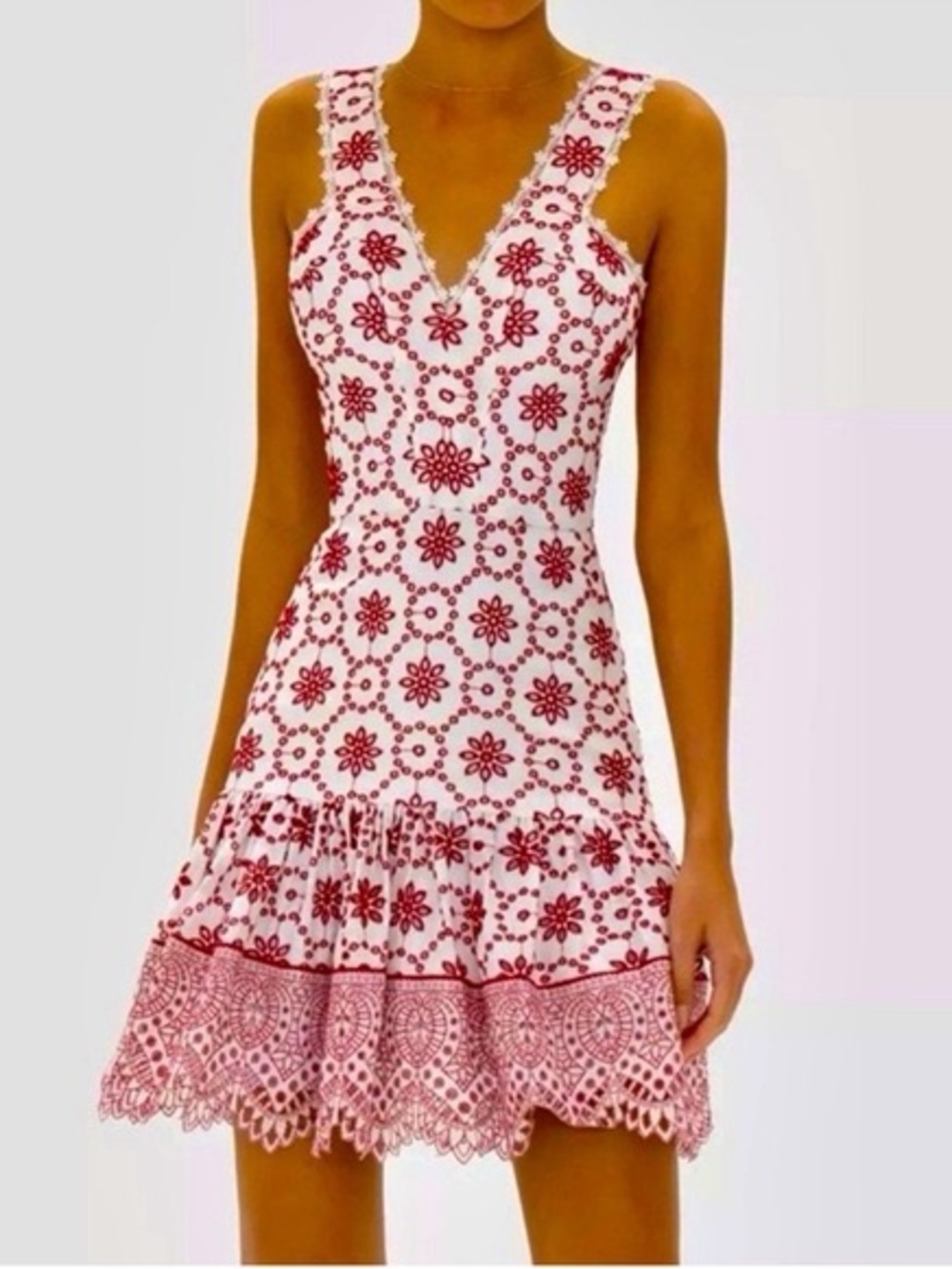 Alexis Villa Berry Eyelet Embroidered Dress Medium NWT